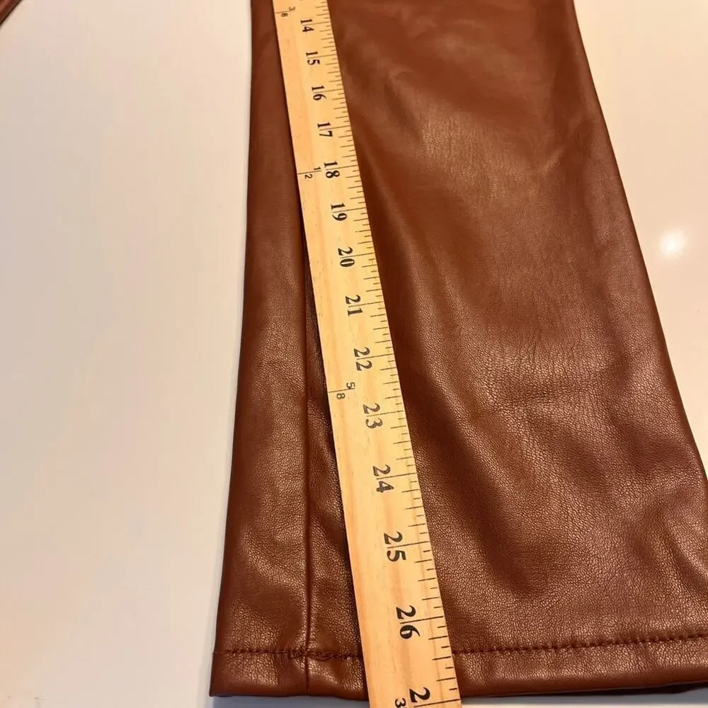 Mother Mid Rise Dazzler Jeans Faux Leather in Friar Brown size 29